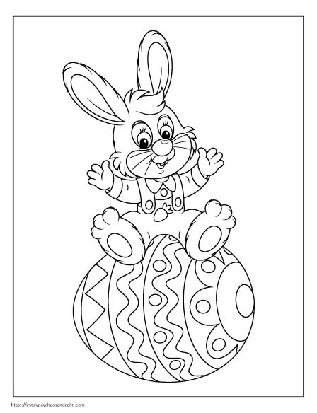 Easter Bunny on Large Egg Coloring Page